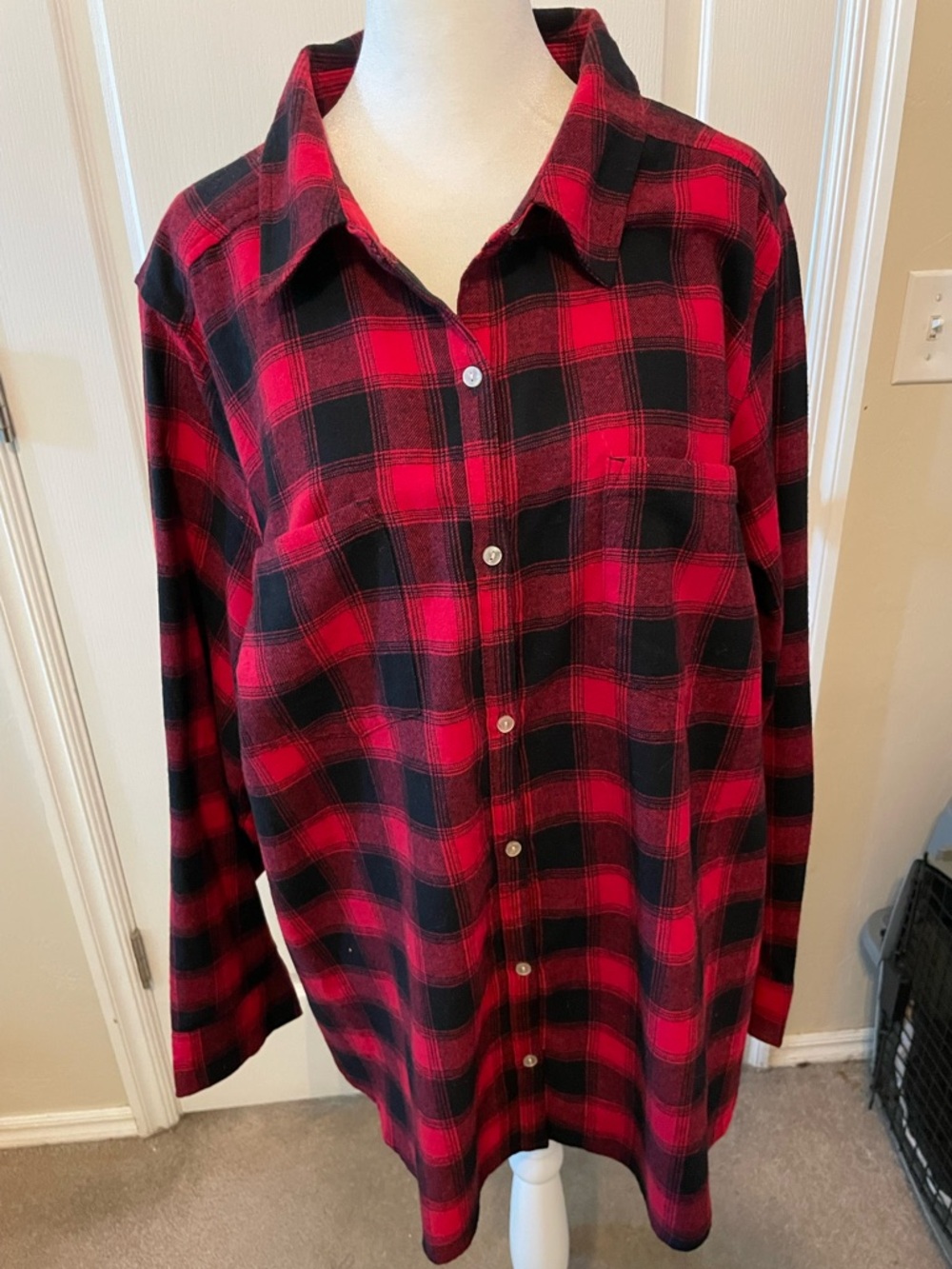 croft & barrow Red and Black Plaid Button-Down Shirt